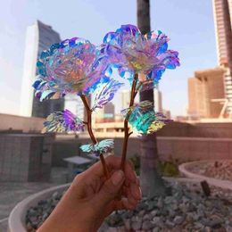Christmas Decorations 5pcs Artificial Flowers Crystal Luminous Rose Birthday Gifts For Girls Living Room Decorative Christmas Decoration For Home