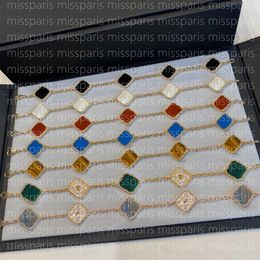Fashion Women Charm designer Bracelets Classic 4 Four Leaf Clover Chain bracelet 18K Gold Agate Shell Mother-of-Pearl for Women&Gi245L