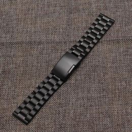 Watch Bands Watchband Black 18MM 20MM 22MM 24MM Stainless Steel Metal Strap Bracelet One Side Button Straight End Wrist Band On Sa192U