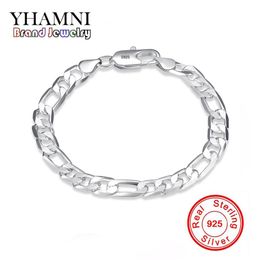 YHAMNI Original Real Solid 925 Pure Silver Men Fashion Charm Bangle Luxury Wedding Jewellery Gift H2002654