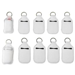 Refillable Neoprene Hand Sanitizer Holder Favour Cover Chapstick Holders With Keychain For 30ML Flip Cap Containers Travel Bottle