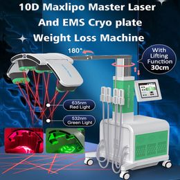 10D Maxlipo Master Laser Fat Burning Machine 4 EMS Cooling Pads Cryolipolysis Weight Loss EM Slim Muscle Toning Body Shaping Lipolaser Slimming Device