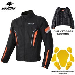 Men's Jackets LYSCHY Motorcycle Jacket Waterproof Warm Moto Jacket Cold-proof Winter Removable Thermal Lining Cycling Jacket CE Protective Pad 230927