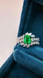 Cluster Rings GUILD JY Solid 18K White Gold Nature Green Emerald 1.03ct For Women Birthday's Presents Fine Jewelry