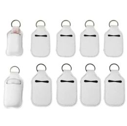 Refillable Neoprene Hand Sanitizer Holder Cover Chapstick Holders With Keychain For 30ML Flip Cap Containers Travel Bottle