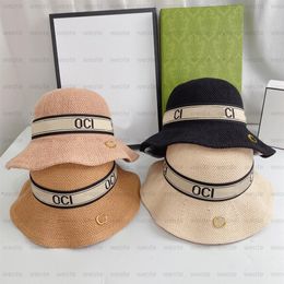 Women Designer Ruffled Straw Hat Top Hats Fashion Knitted Caps For Ladies Wide Brim Hats Summer Sun Visor Bucket Hat Outdoor Beach208Y