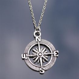 Whole-N809 Compass Necklaces For Women Men Fashion Jewelry Collares Bijoux Clavicle Necklace 233d