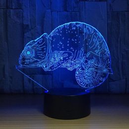 Night Lights Chameleon 3D Lamp Lizard Table 7 Colours LED Remote Touch Nightlight USB Lampara Baby Sleeping Indoor DecorNight252T