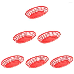 Dinnerware Sets 6 Pcs Dessert Containers Snack Basket Fried Plates Plastic Oval Bread Abs Compact Fry