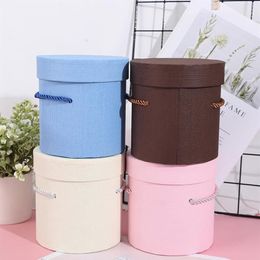 1Pc Round Flower Paper Boxes Hold The Bucket Gift Packaging Box Party Gift Box Candy Bar Party Wedding Storage1288N