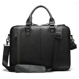 Briefcases Men's Briefcase Bag Genuine Leather Laptop For Men Porte Document Office Bags Business Handbags 7001