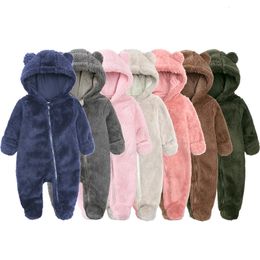 Rompers Winter Essentials Fleece Baby Clothes Romper Kids Boys Girls Pyjamas Hooded Toddler Bodysuit Infant Jumpsuit born Onesies 230927