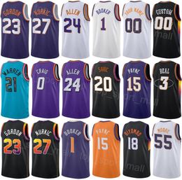 Men Woman Print Basketball Cameron Payne Jersey Eric Gordon 23 Toumani Camara 20 Bradley Beal 3 Goodwin 0 Yuta Watanabe 18 Torrey Craig 0 Purple Black White Orange