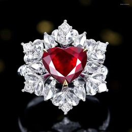 Cluster Rings 18k Gold 2.08ct Madagascar Unheated Ruby Pigeon Blood Red Heart Gemstone Natural Diamond Wedding Pendant Fine Jewellery