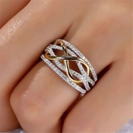 Wedding Rings Delysia King fashion infinite love ring heart shaped ladies two Colour wedding engagement 230928