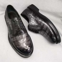 2025Dress Shoes Yingshang Arrival Men Formal Shoe Crocodile Leather Belly Grey