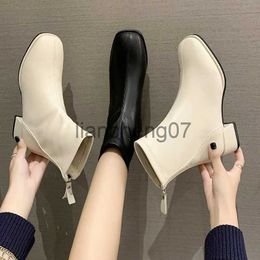 Boots Spring/autumn Women Single Boots Square Heel Ankle Boots Womens Motorcycle Boots Plus Size 34-43 Zapatos De Mujer Botas x0928