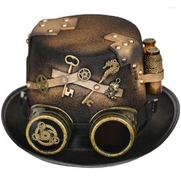 Ball Caps Steampunk Top Hat with Goggles Gothic Gay Bowler Carnival11