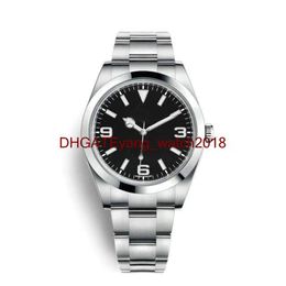 2018 luxury watch mens watches Stainless steel strap AIR KING Black white dial green pointer automatic movment Sapphire glass mirr2451