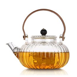 800ml clear tea cup pot set high borosilicate teapot glass tea pot with infuser handle suitable for stovetop