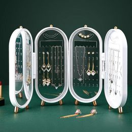 Storage Bottles & Jars Screen Folding Jewellery Box Earrings Display Stand Bracelet Necklace Foldable Portable Plastic304Z