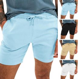 Men's Shorts Beach Trendy Pockets Solid Colour Mid Waist Men Clothes Sport Summer