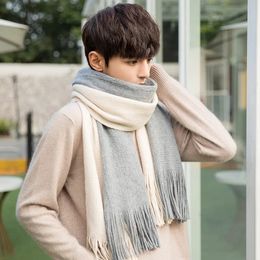 Scarves Men Scarf Cashmerelike Winter Autumn Warm Soft Tassel Long Wraps Male Women Classic Business Couple PashminaThick Muffler Teen 230928