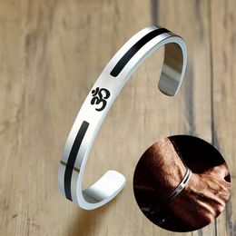 Men's OM Ohm Aum Hindu India for Men Women Stainless Steel Bangle in Silver Tone Yoga Inspired Meditate Jewelry2308
