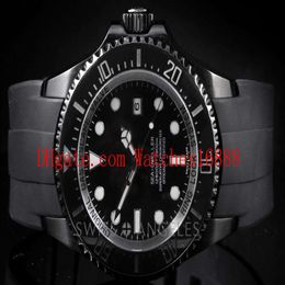 Stainless Steel Sea-Dweller Black PVD Automatic Mechanical Movement Mens Watch Rubber Strap 116660 Men's Watches331b