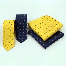 Handkerchiefs Christmas Casual Brand Ties Hanky Set For Men Dogs Printed Navy Yellow Gravatas Wedding Slim Suits Vestidos Necktie Party