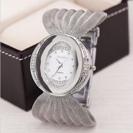 BAOHE Brand Arrival Luxurious Ladies Wristwatch Eliptical Dial Wide Silver Mesh Bracelet Watch Womens Fashion Watches Quartz Wrist266F