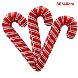 Party Decoration 5pcs Large 80 40CM Christmas Candy Cane Aluminium Foil Balloons For Xmas Home Decorations Supplies Red And White Air Globos