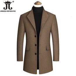 Men's Wool Blends Autumn and Winter Highend Brand Boutique Warm Woolen Business Casual Long Coat Male Woo Jacket Grey Black Camel 230927