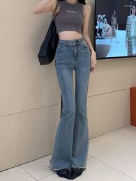 Women's Jeans XS-XL 2Styles Autumn 2023 Korean Style Womens Flare Denim Pants High Elastic Waist Vintage Casual Trouser Female(L7799