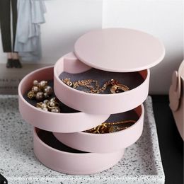 Storage Bottles & Jars Design Fashion Women Jewelry Box 4-Layer Rotatable Accessory Tray With Lid Birthday Gift For271m