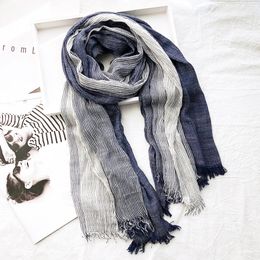 Scarves Cotton Linen Men Scarf Winter Warm Neckerchief Fashion Brand Men's Striped Casual Artistic Tassel Bufandas Shawls 230928