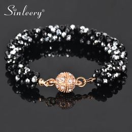 Bangle SINLEERY Fashion Crystal Blue Black Silver Colour Beads Chunky Bracelet Bangle For Women Accessories Jewellery 230928