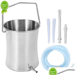 Baking Pastry Tools 2L Health Stainless Steel Enema Bucket Suitable For Colon Cleansing Reusable Constipation Cleaning Detoxificat Dhkxt