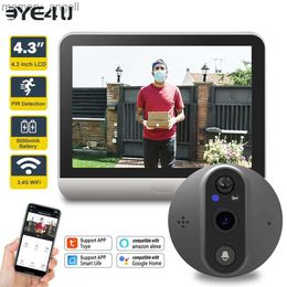 Doorbells 4.3Inch WiFi Video Doorbell Tuya Peephole Camera 1080P HD Intercom Smart Home 120 Surveillance Security Protection IP Door Bell YQ230928