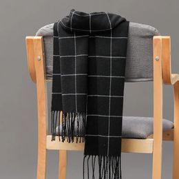 Scarves 18535cm outdoor Plaid Winter Scarf Women men unisex shalw Warm wrap muffler Fashion Cashmere hijab pashmina tassels 230927