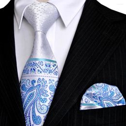 Handkerchiefs Dots Paisley White Blue Azure Yellow Beige Silver Mens Neckties Tie Set Handkerchief Silk Jacquard Woven