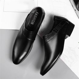 Dress Shoes Pointed Toe Men Leather Fashion Autumn Low Heeled Slip On Solid Colour Simple Formal Oxfords British Casual Single 230927