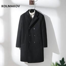 Men's Wool Blends Autumn winter double breasted coat fashion Casual Trench Coat Male High quality wool overcoat men Classic Jackets 230928