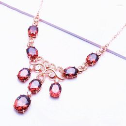 Pendant Necklaces Pure Russian 585 Purple Gold Exquisite Luxury Smoke Stone Necklace Light 14k Rose Plating Korean Edition D