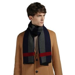 Scarves Men's Autumn Winter Plaid Scarf Gentleman Luxury Brand Cashmere Feeling Muffler Student Spring Fall Wrap Soft Warm Neckerchief 230927