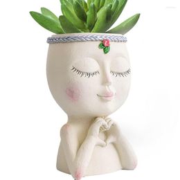 Vases Girl Planter Pot Plant Pots For Succulents Resin Head Succulent Garden Statue With Drainage