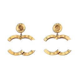 2023 Fashion style drop Earring smooth in 18K Gold plated silver words shape for Women wedding Jewellery gift With box239p
