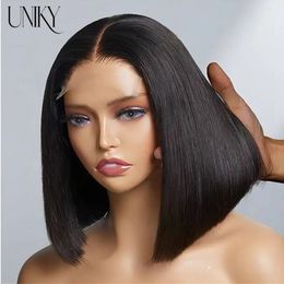 Synthetic Wigs Wear And Go Glueless Human Hair Wig Bob Short Straight 4x4 Lace closure bob wig Pre Cut HD Transparent Ready to 230927