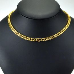 Choker Necklace Stainless Steel Yellow Chain Classics Lobster Buckle-5mm Width