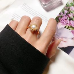 Wedding Rings Luxury Trendy Ring Stainless Steel Jewelry For Women Natural Freshwater Pearl -selling Accessory 2023 Trend